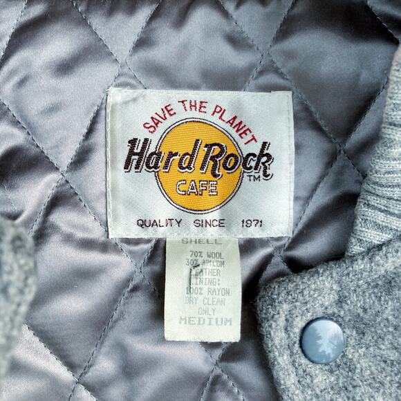 Vintage Hard Rock Maui Varsity Jacket | Pink & Gray Wool | Y2K Streetstyle | M - Picture 8 of 16